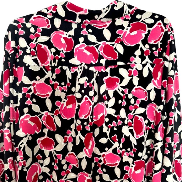 Alfani Tunic Collared Long Sleeve Black & Pink Floral  Size 2X - Picture 8 of 16